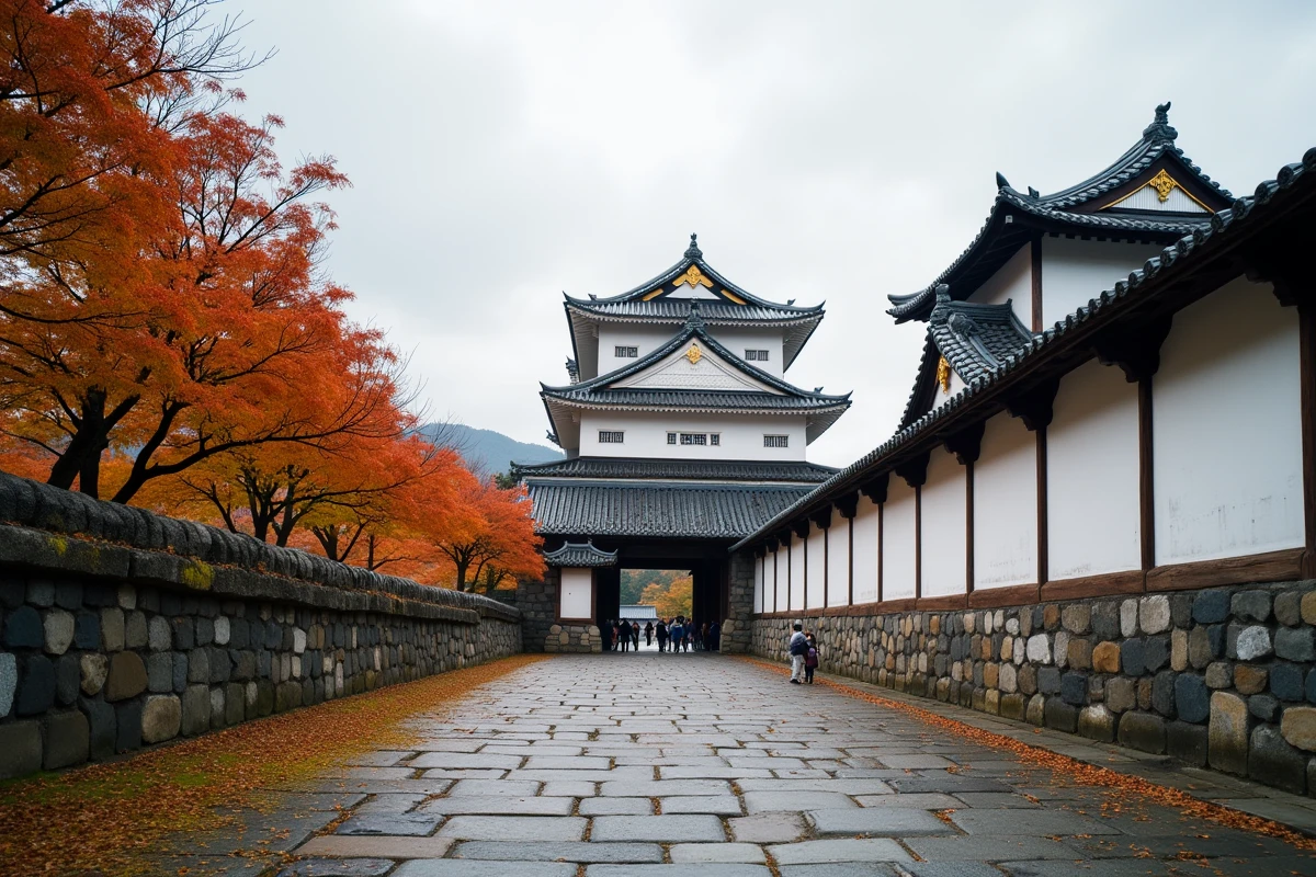 Château de Nijo à Kyoto, résidence historique des shoguns Tokugawa, entouré d'érables en automne